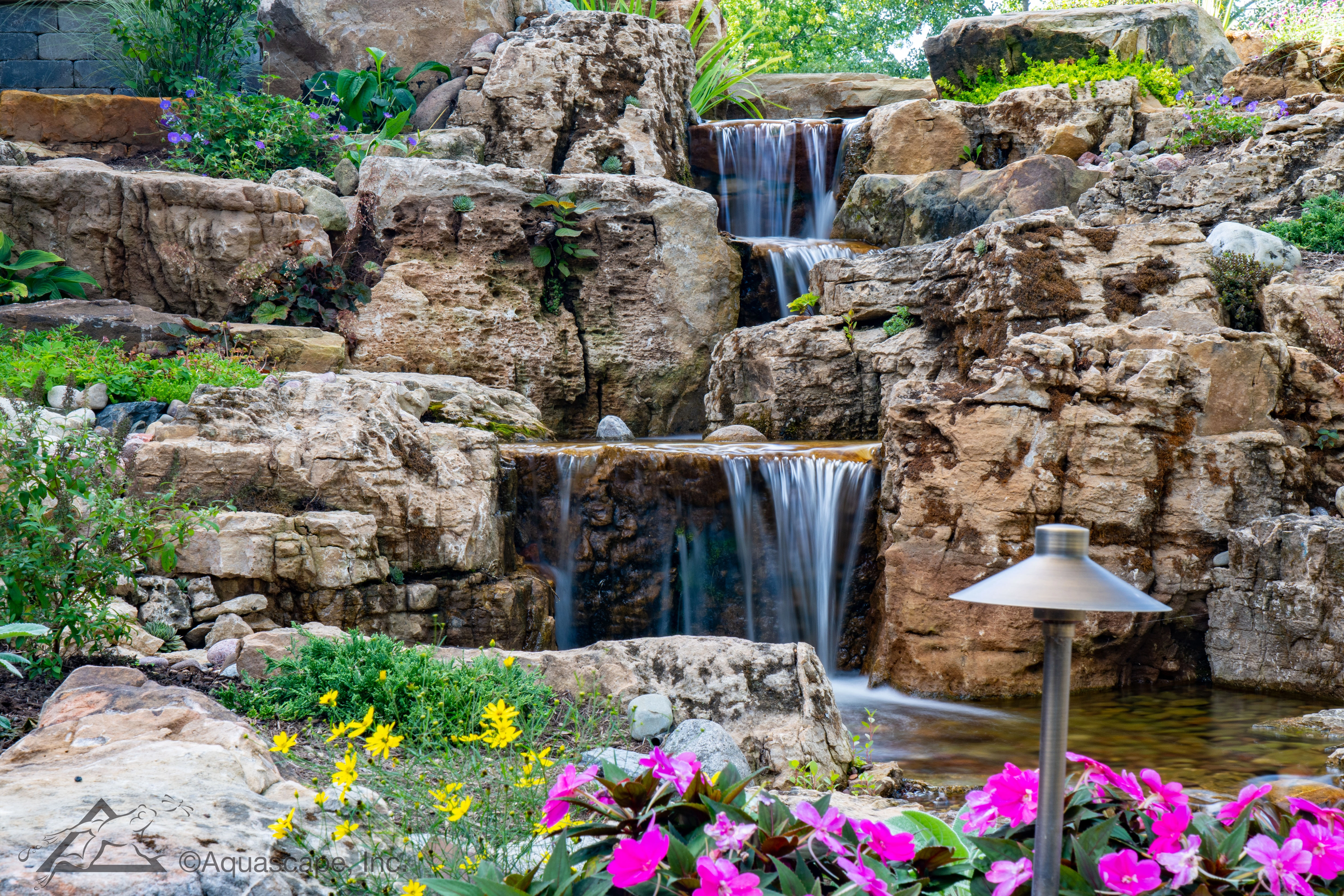 Backyard pondless waterfall in Maple Grove Minnesota